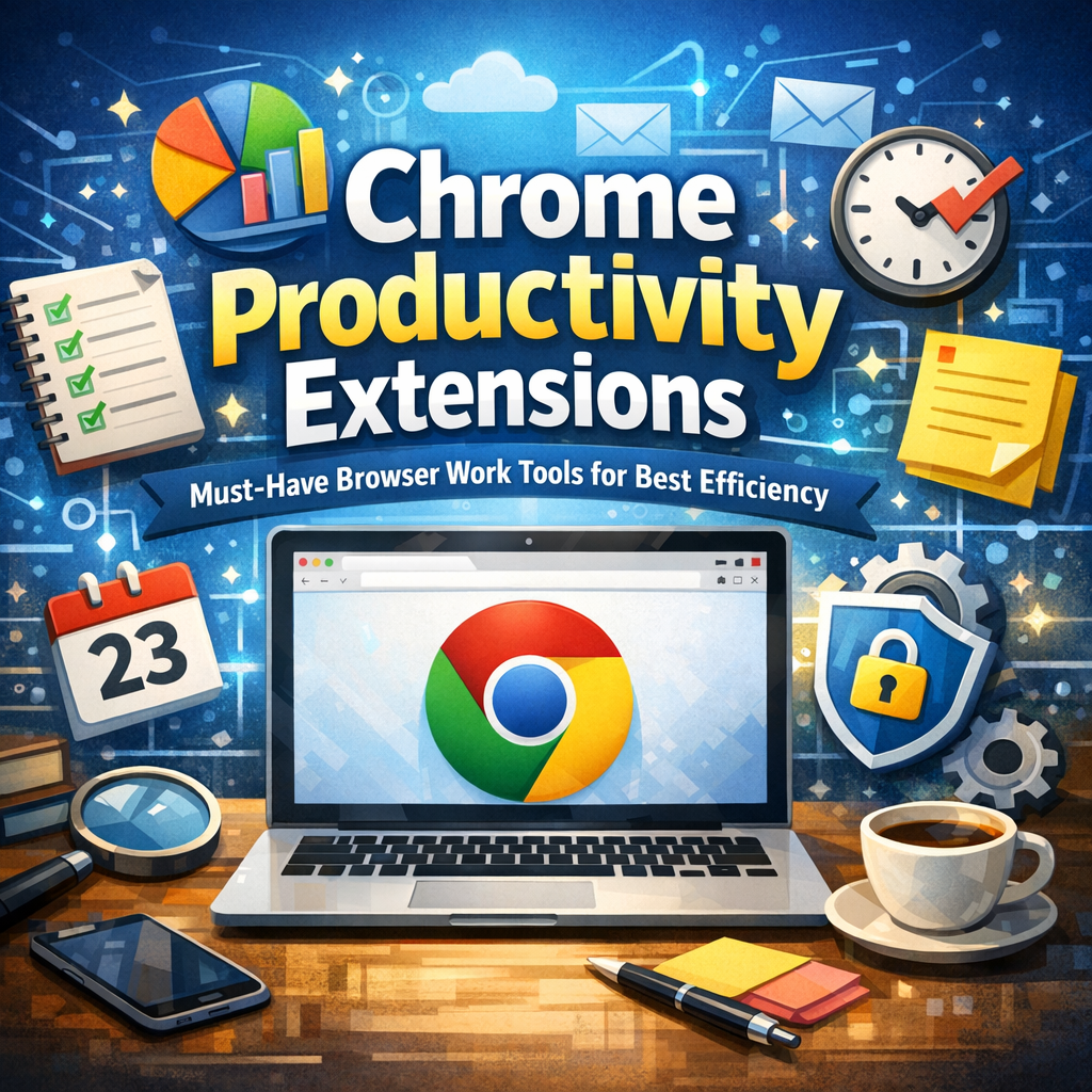 Illustration of Chrome Productivity Extensions: Must-Have Browser Work Tools for Best Efficiency