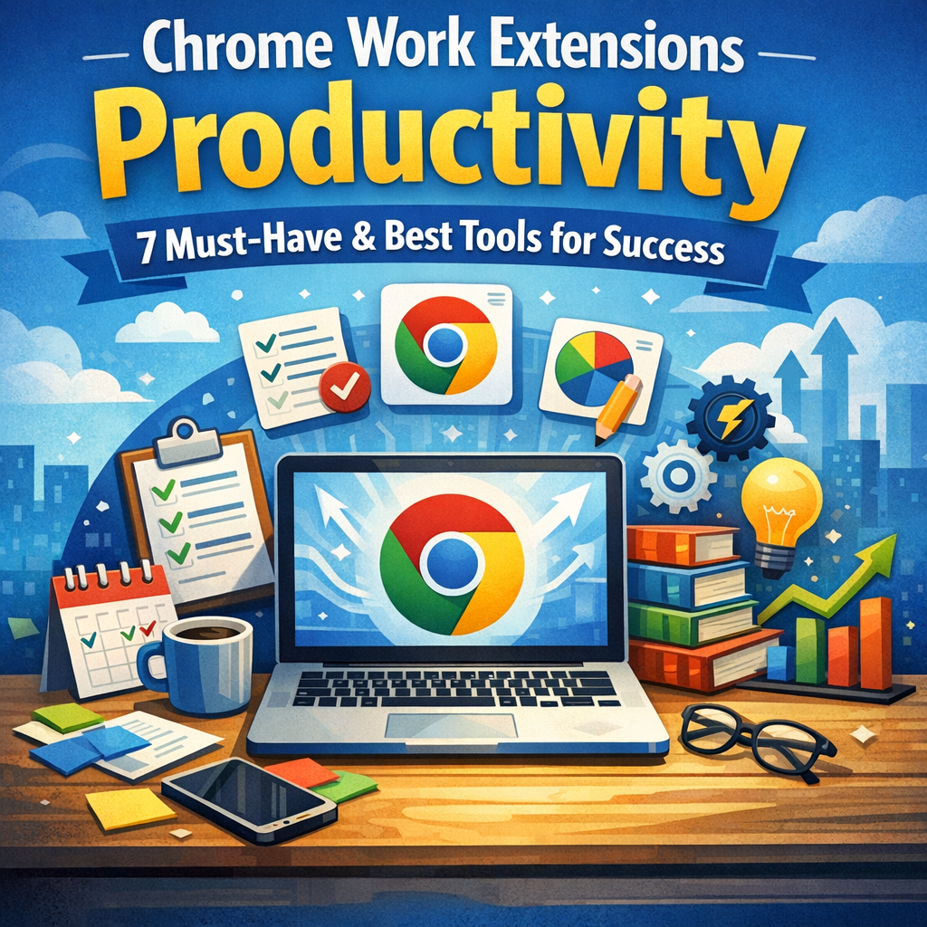 Illustration of Chrome Work Extensions Productivity: 7 Must-Have and Best Tools for Success