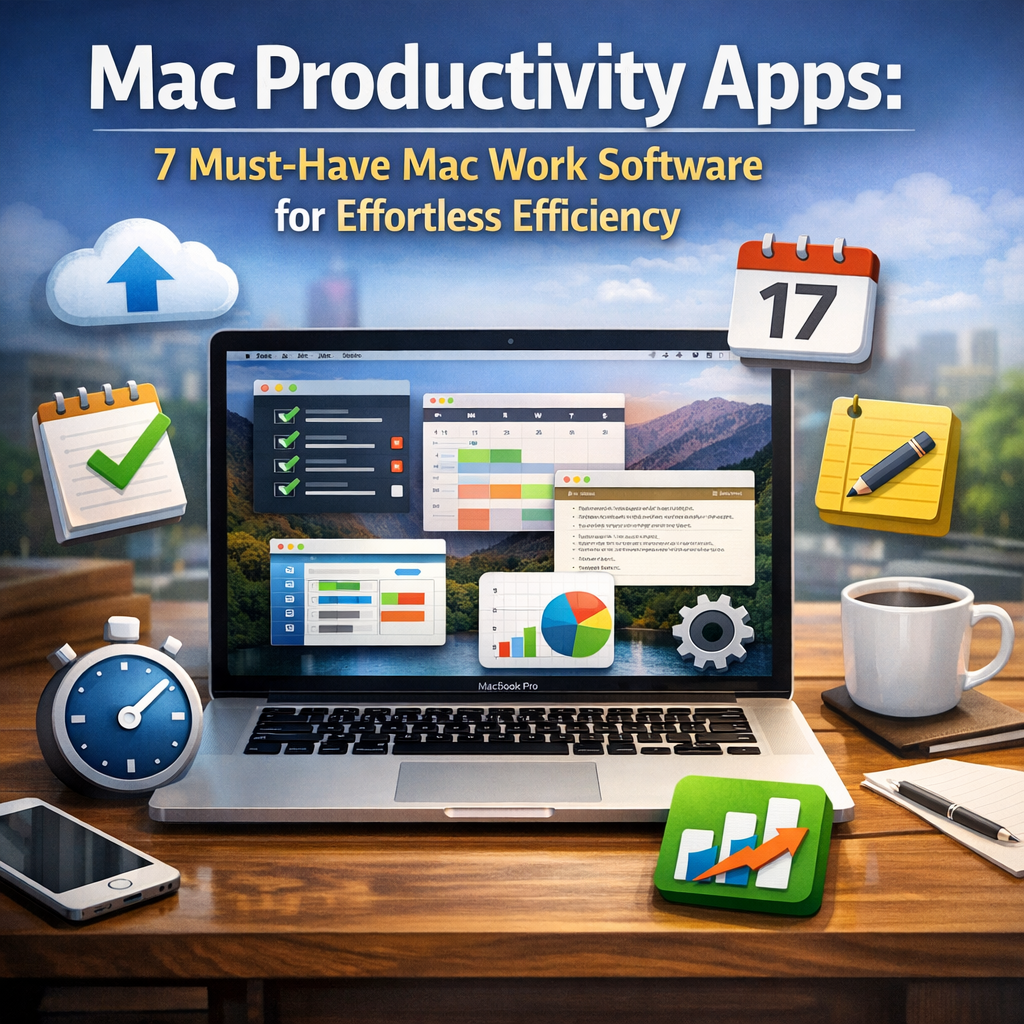 Illustration of Mac Productivity Apps: 7 Must-Have Mac Work Software for Effortless Efficiency