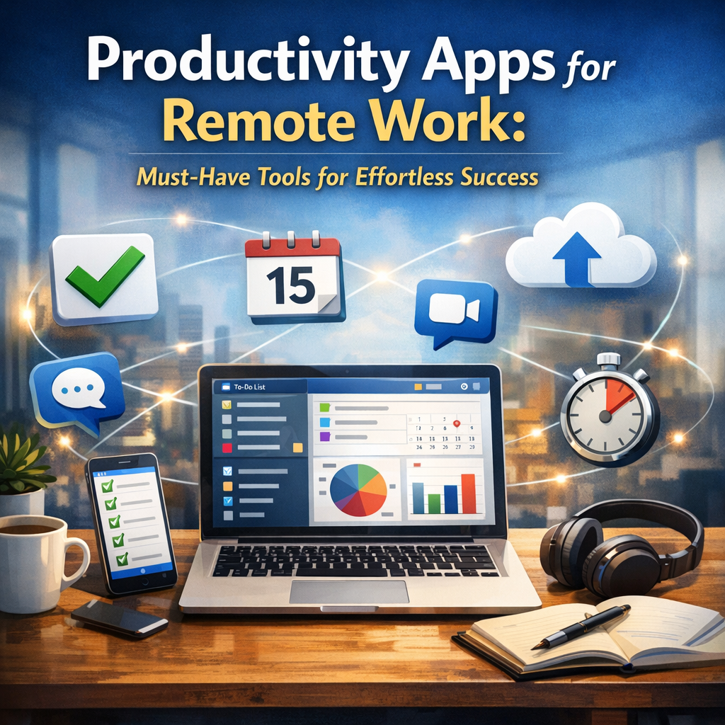 Illustration of Productivity Apps for Remote Work: Must-Have Tools for Effortless Success
