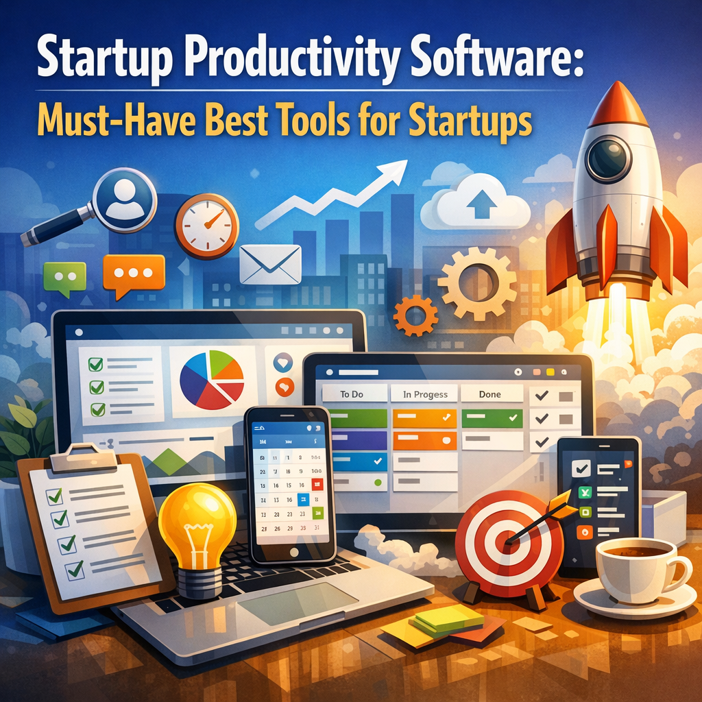 Illustration of Startup Productivity Software: Must-Have Best Tools for Startups