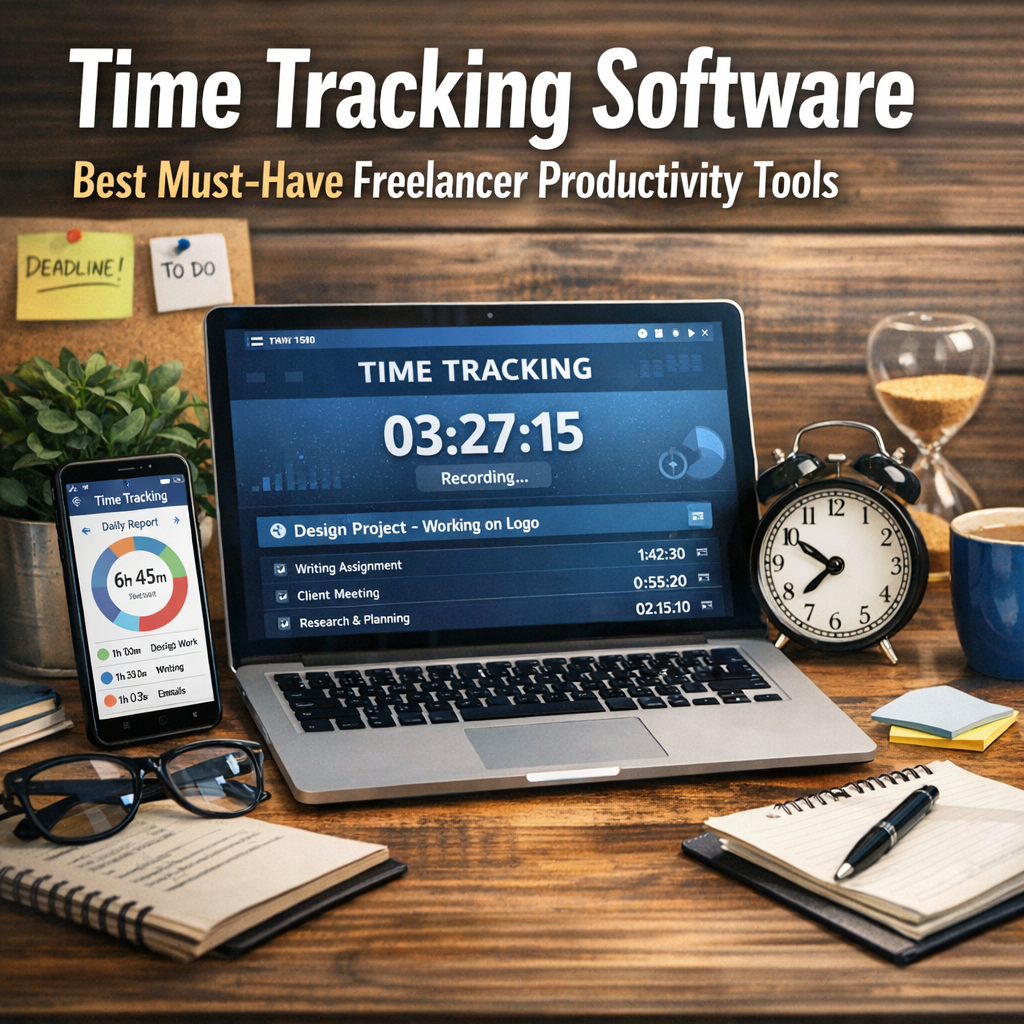Illustration of Time Tracking Software: Best Must-Have Freelancer Productivity Tools