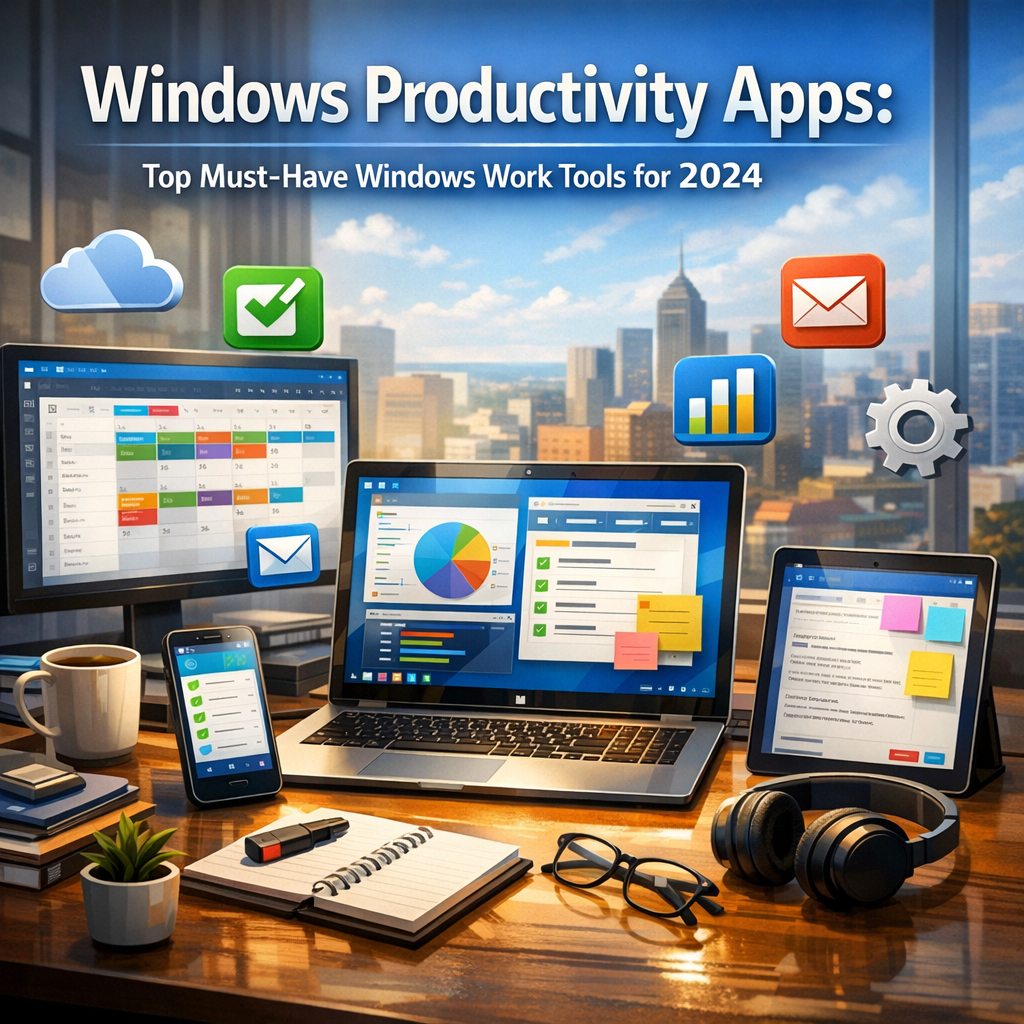 Illustration of Windows Productivity Apps: Top Must-Have Windows Work Tools for 2024